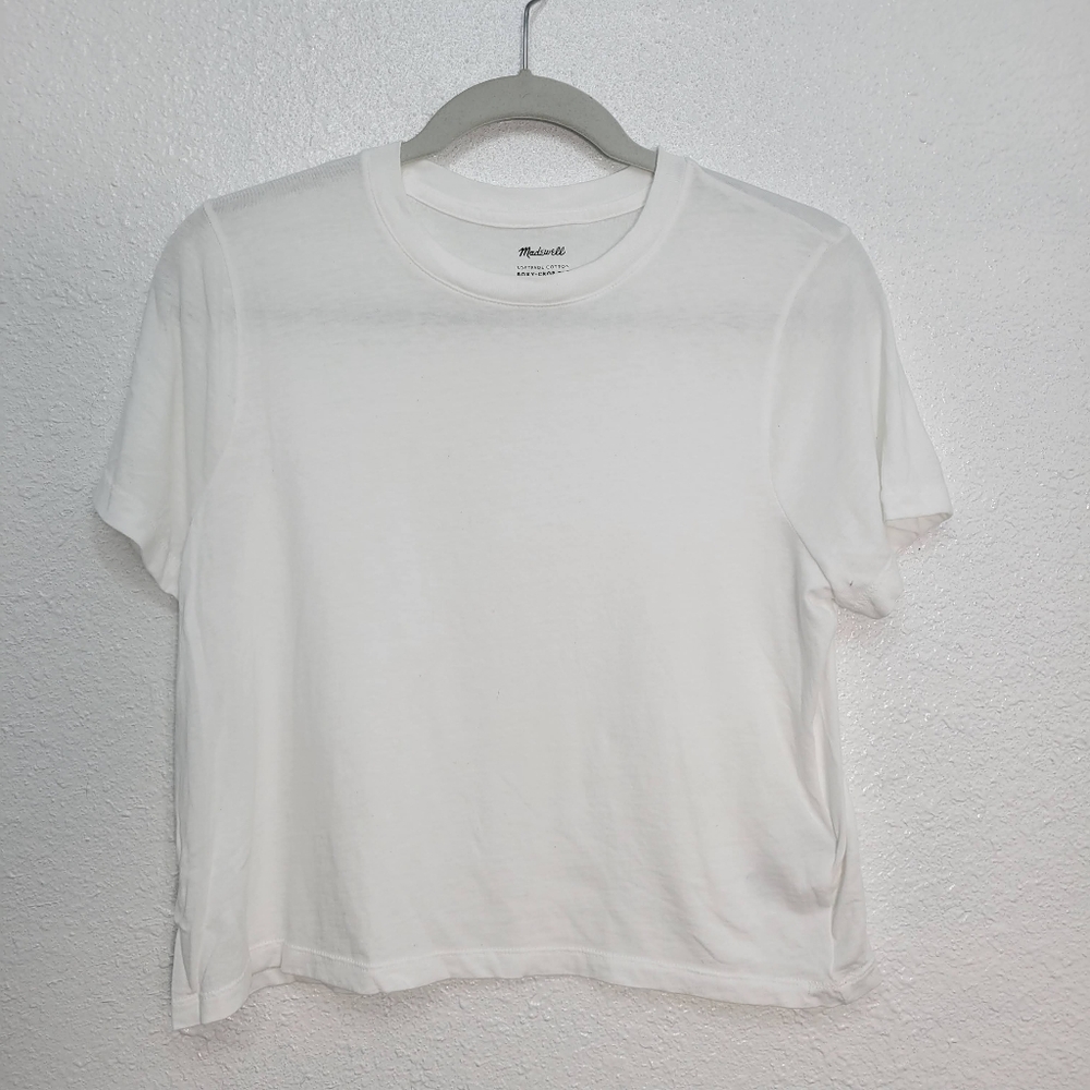 Madewell Softfade Cotton Boxy-Crop Tee NG580 Size XS White NWT - Picture 6 of 10